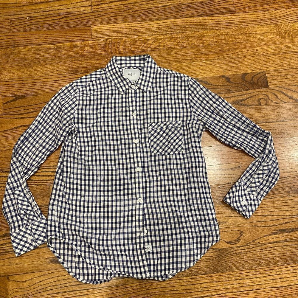Rails womens XS navy white gingham button down